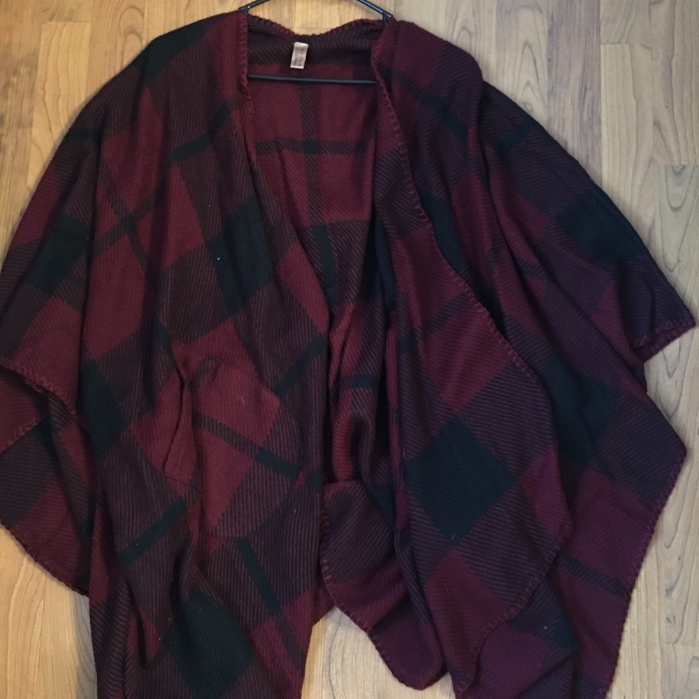 Plaid poncho